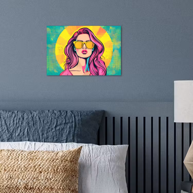 Zonnebril - Vrouw - Zonnig - Geel poster papier klein -sfeer2