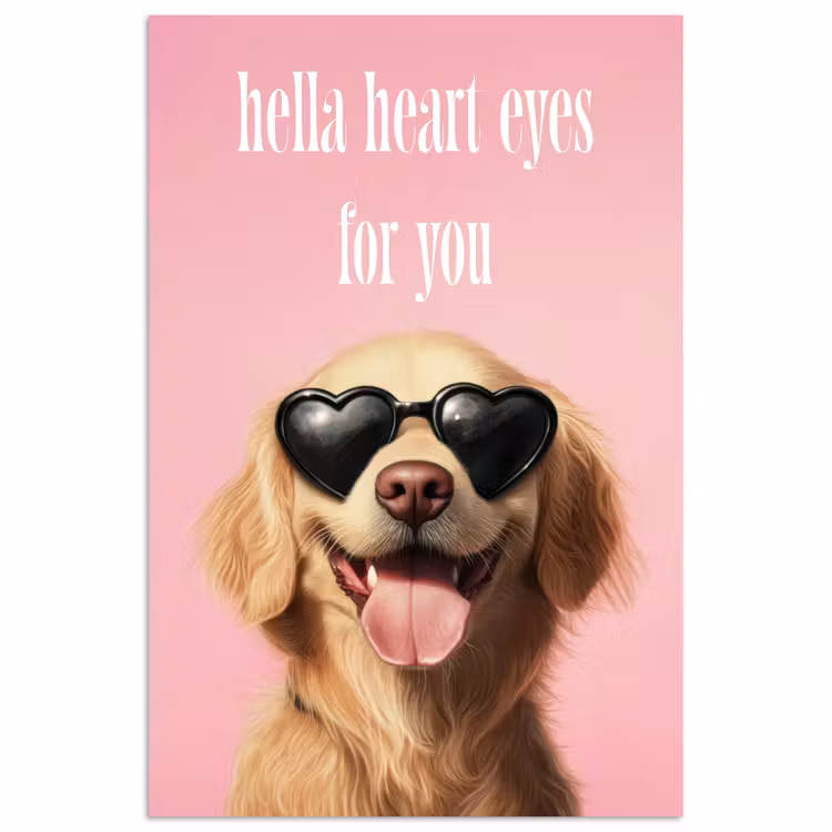 Zonnebril - Hartjes - Hond - Valentijn poster papier klein -3d