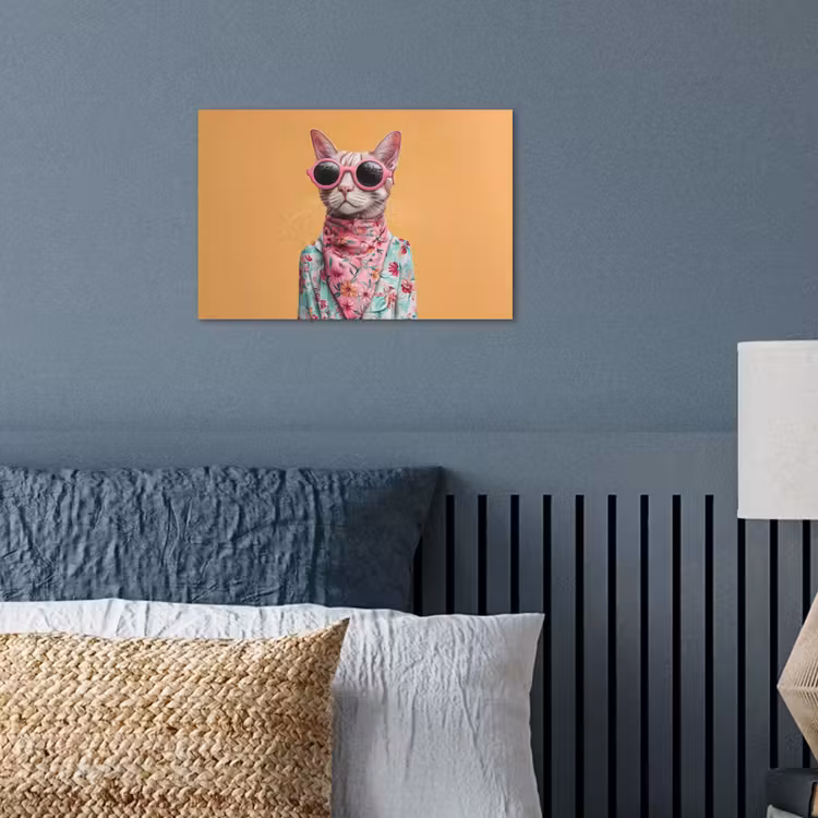 Zonnebril - Kat - Sjaal - Bloemen poster papier klein -sfeer2