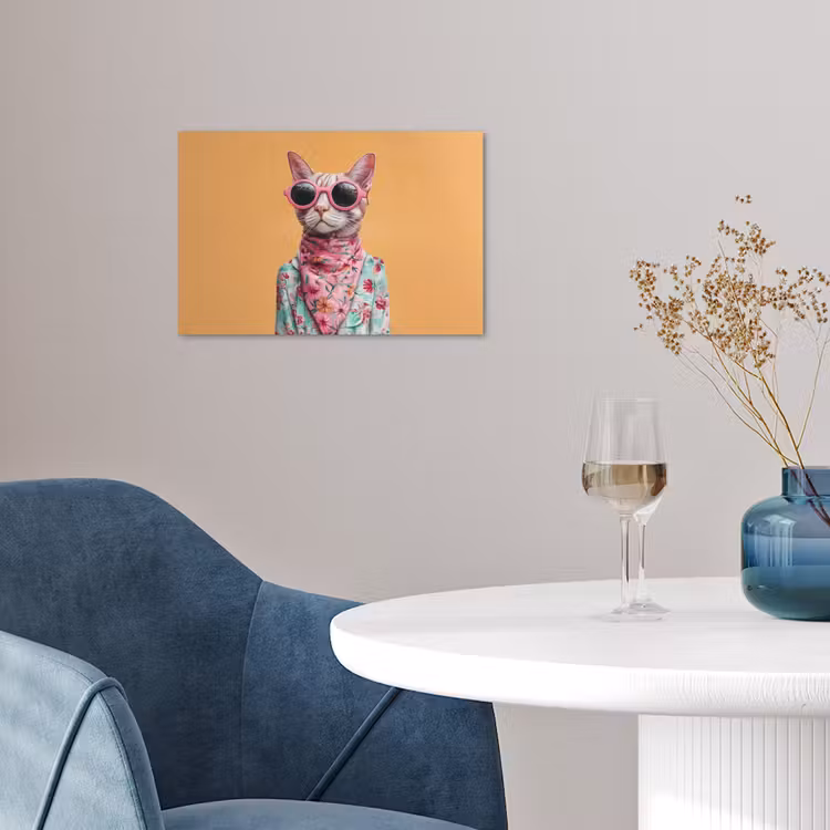 Zonnebril - Kat - Sjaal - Bloemen poster papier klein -sfeer3