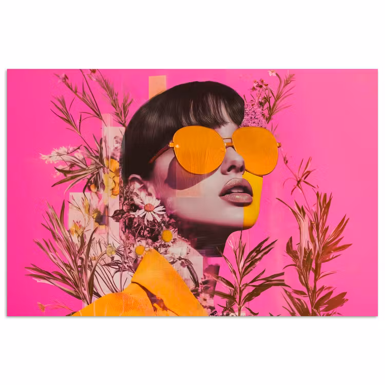 Zonnebril - Oranje - Vrouw - Planten poster papier klein -3d