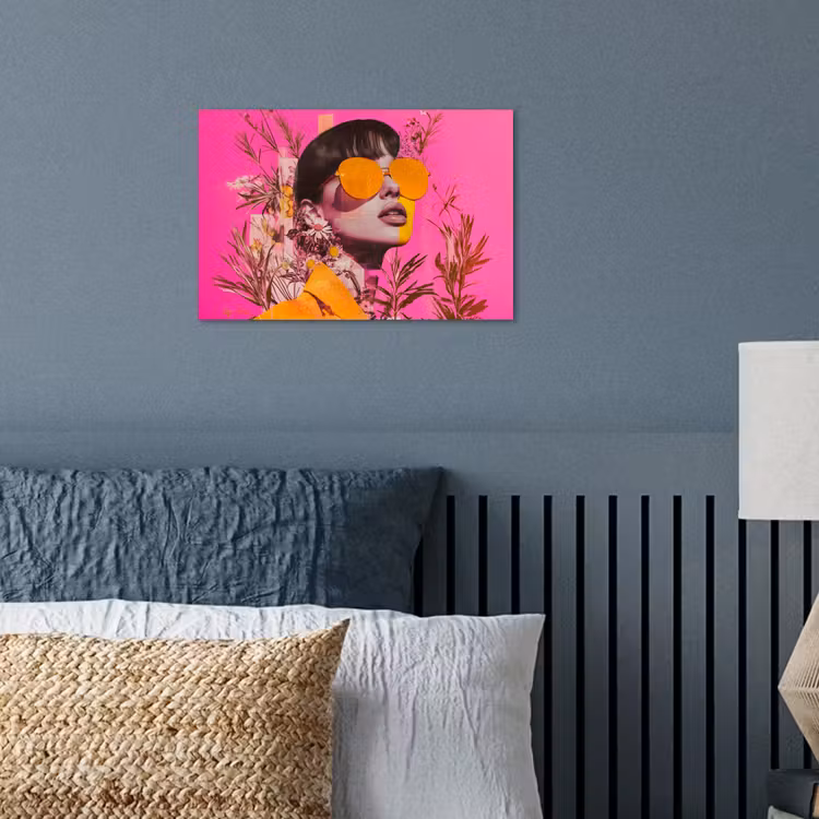 Zonnebril - Oranje - Vrouw - Planten poster papier klein -sfeer2