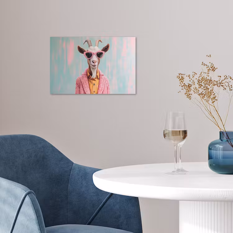 Zonnebril - Roze - Geit - Horen poster papier klein -sfeer3