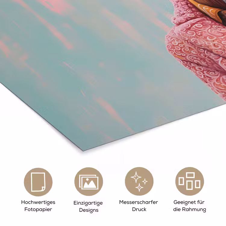 Zonnebril - Roze - Geit - Horen poster papier klein -tcloseup_DE