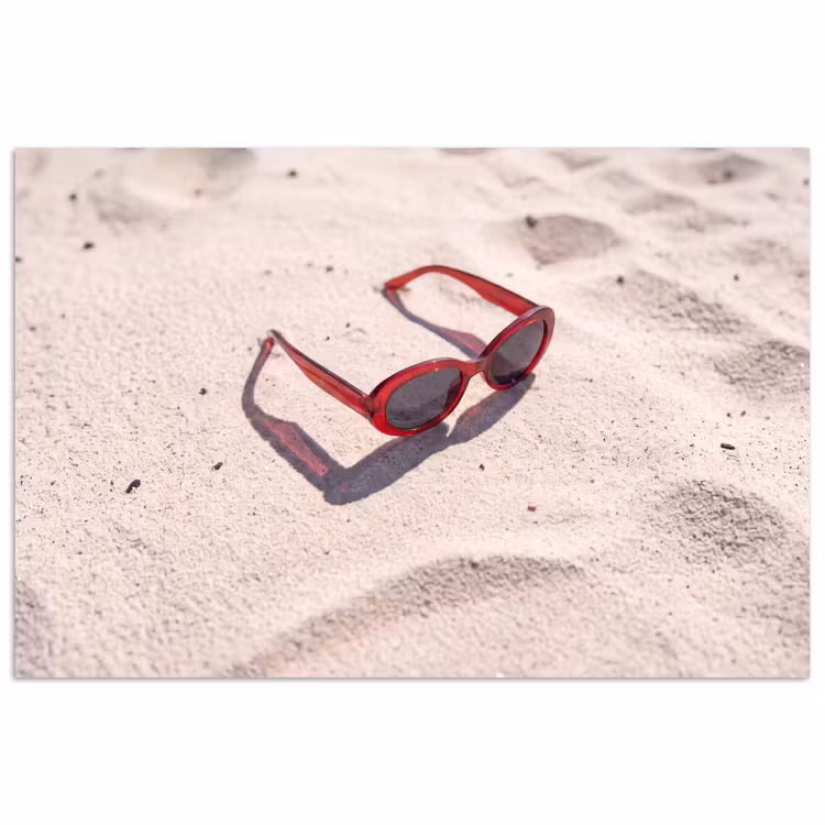 Zonnebril - Strand - Vakantie - Rood poster papier klein -3d