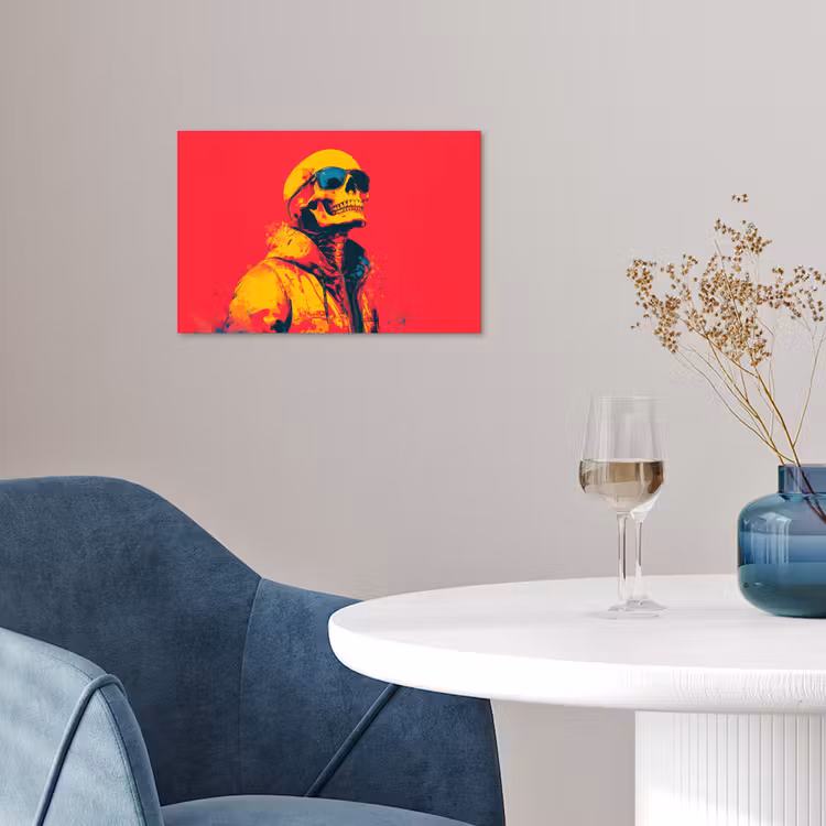 Zonnebril - Schedel - Jas - Rood poster papier klein -sfeer3