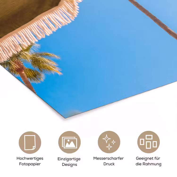 Parasol - Groen - Franjes - Zomer - Tropisch poster papier klein -tcloseup_DE