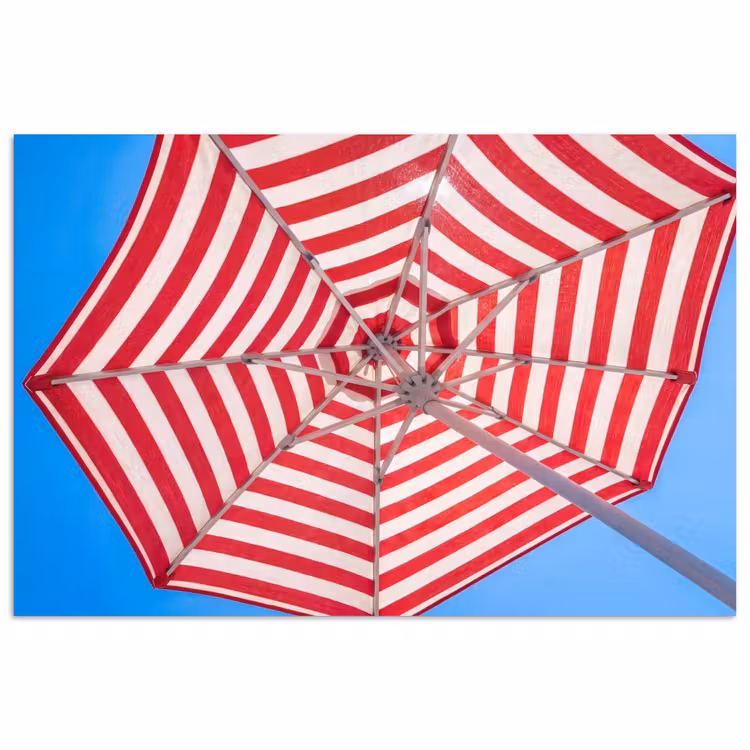 Parasol - Strepen - Zomer - Rood - Blauw poster papier klein -3d