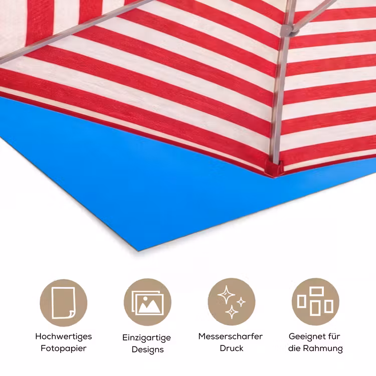 Parasol - Strepen - Zomer - Rood - Blauw poster papier klein -tcloseup_DE