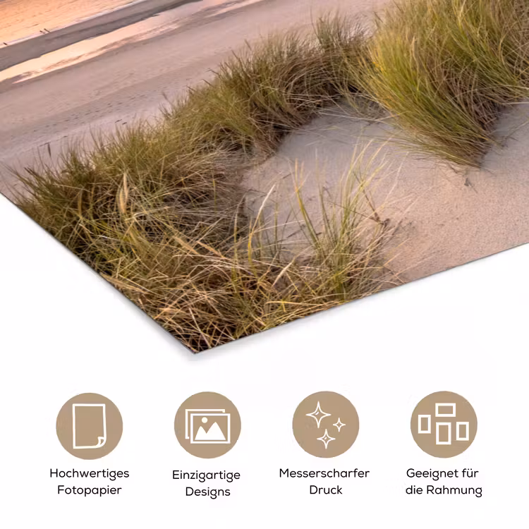Zonsondergang - Duin - Strand - Planten - Zee poster papier klein -tcloseup_DE