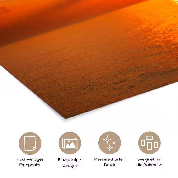 Zonsondergang - Zee - Lucht - Oranje - Horizon - Water poster papier klein -tcloseup_DE