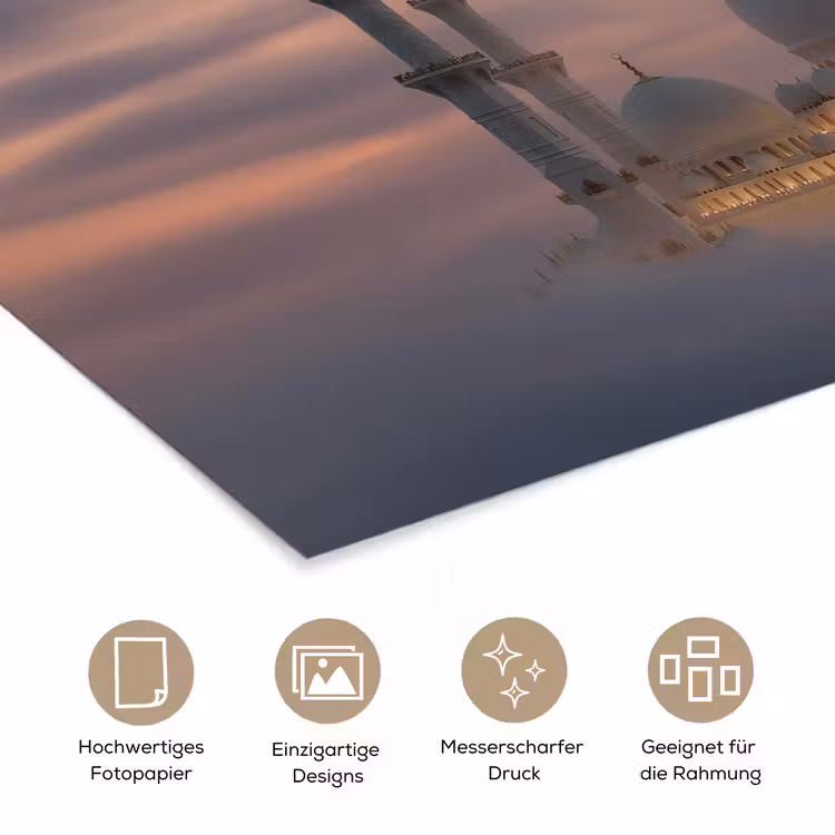 Zonsondergang - Moskee - Wolken poster papier klein -tcloseup_DE