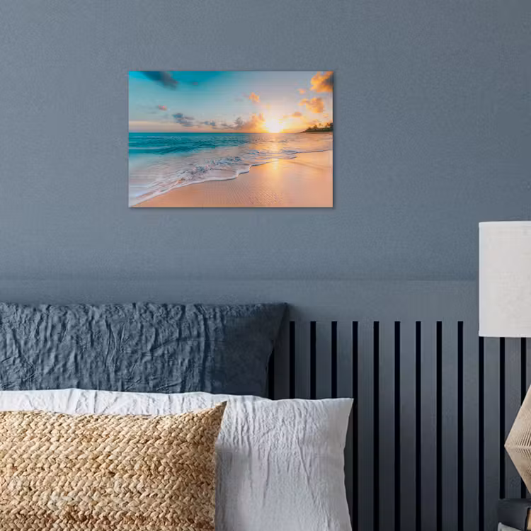 Zonsondergang - Strand - Zee - Zomer - Blauw poster papier klein -sfeer2