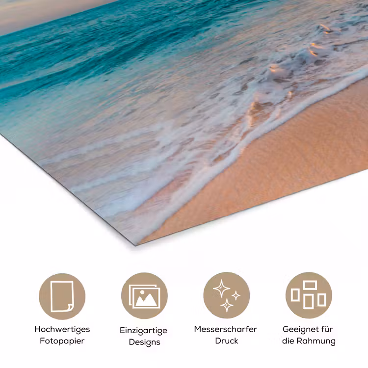 Zonsondergang - Strand - Zee - Zomer - Blauw poster papier klein -tcloseup_DE