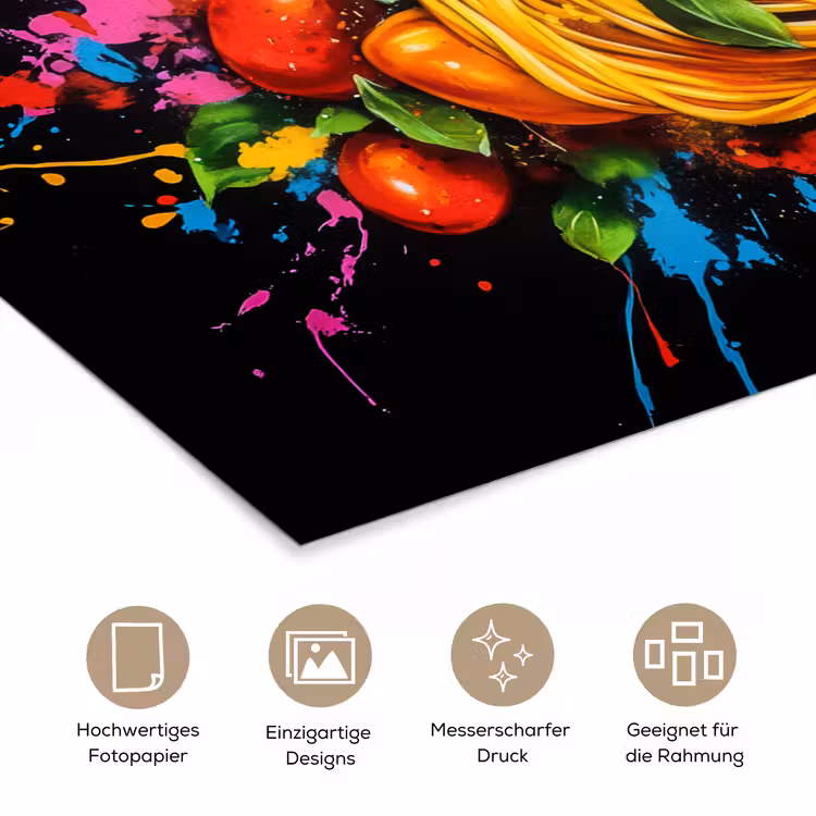 Spaghetti - Graffiti - Verf - Kleurrijk - Eten - Modern poster papier klein -tcloseup_DE