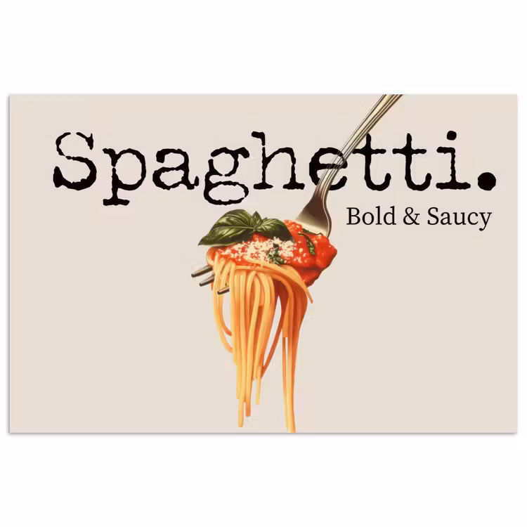 Spaghetti - tomatensaus - Parmezaanse kaas poster papier klein -3d