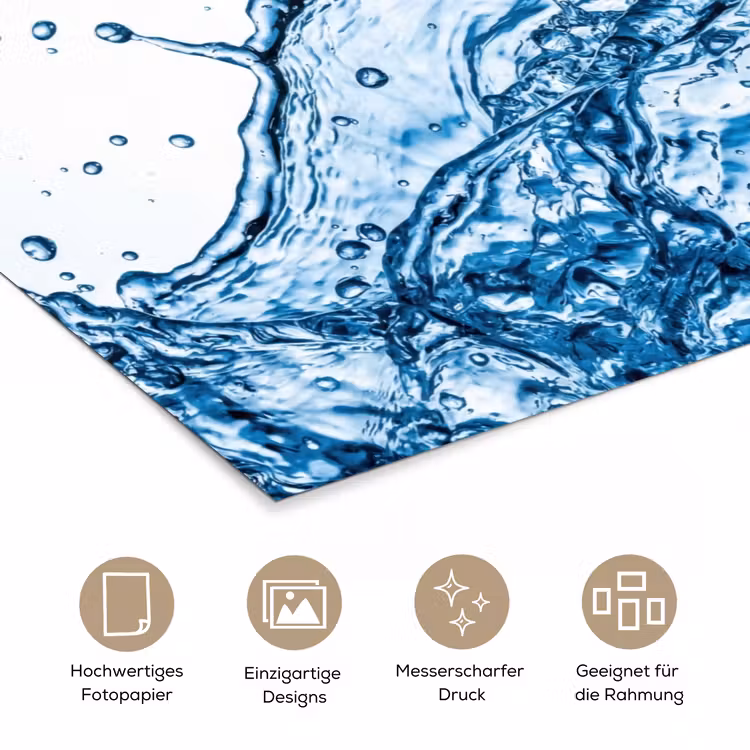 Spash - Water - Blauw poster papier klein -tcloseup_DE