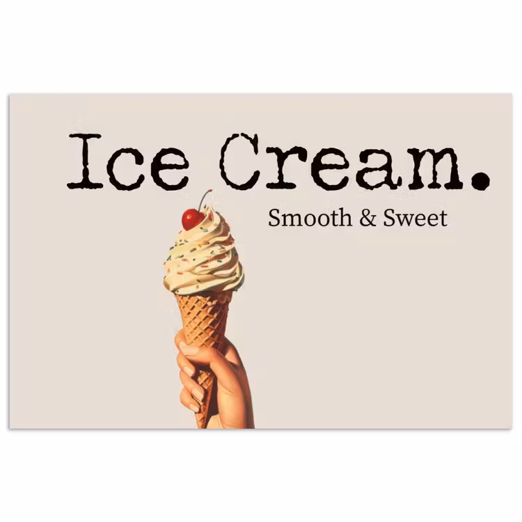 Ice cream - Softijs - Kleurrijk - Kers poster papier klein -3d