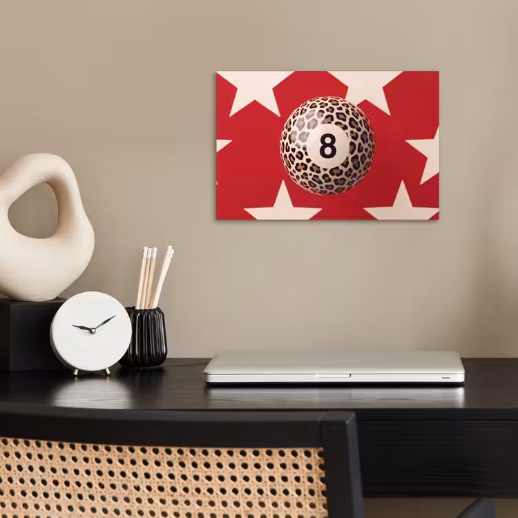 Spel - Dierenprint - Nummer 8 - Modern - Rood poster papier klein -sfeer1