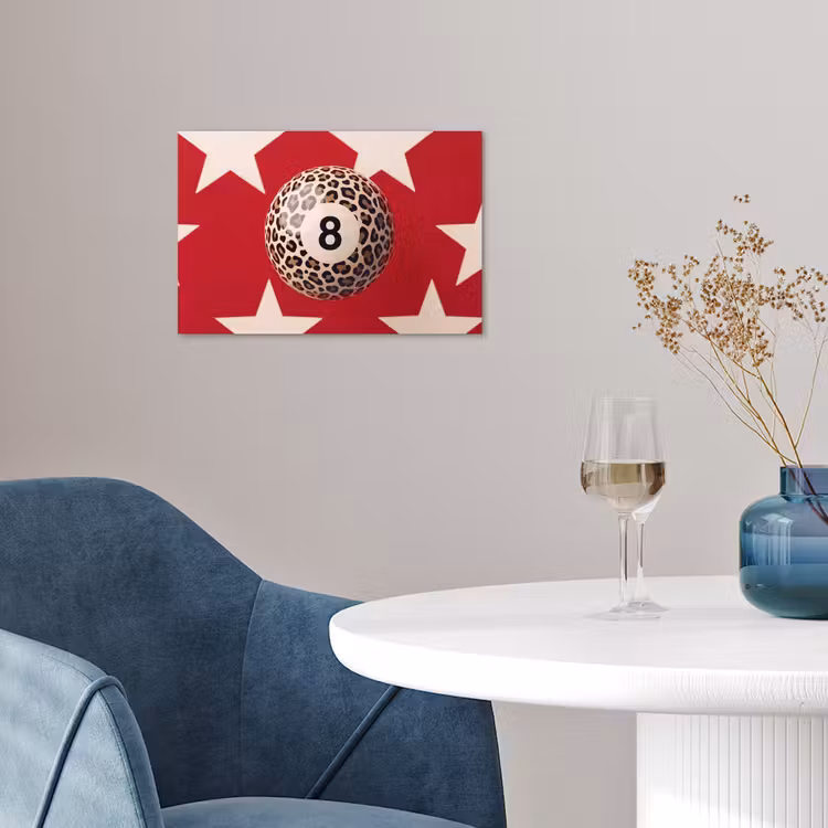 Spel - Dierenprint - Nummer 8 - Modern - Rood poster papier klein -sfeer3