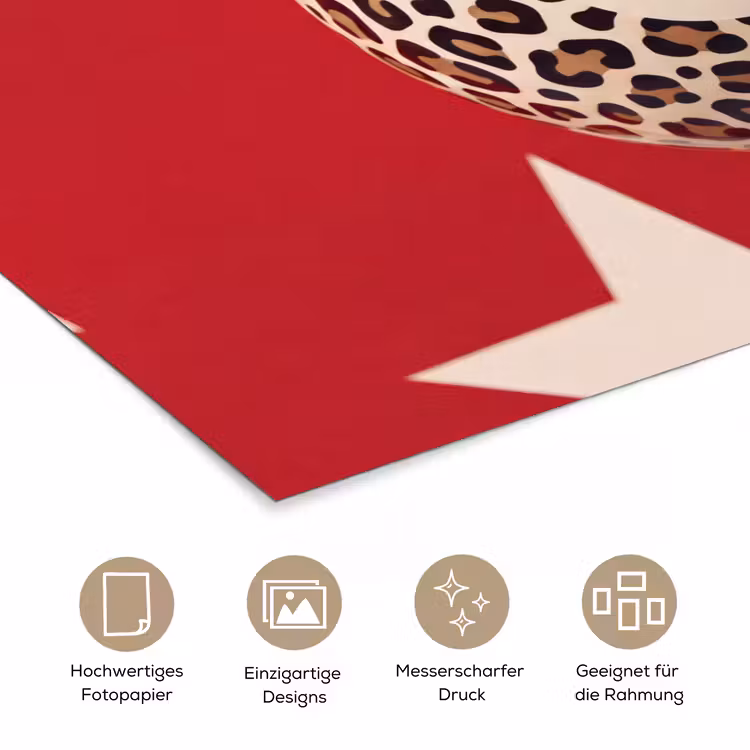 Spel - Dierenprint - Nummer 8 - Modern - Rood poster papier klein -tcloseup_DE