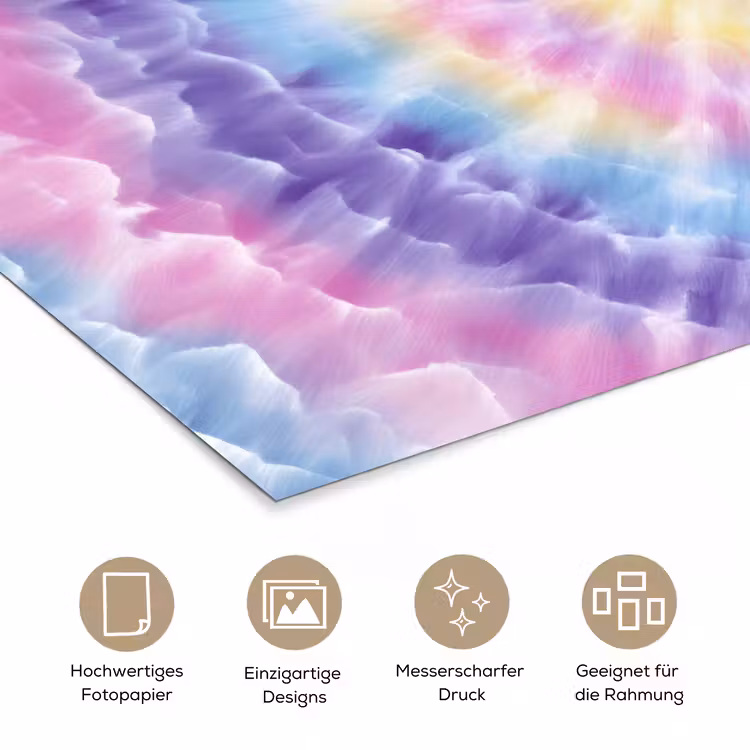 Spiraal - Tie dye - Pasteltinten poster papier klein -tcloseup_DE