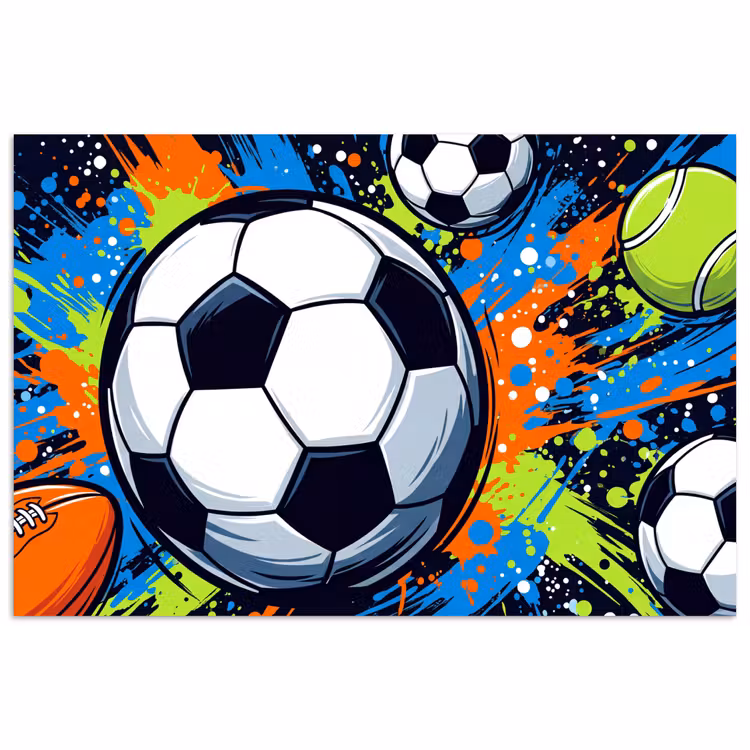 Sport - Ballen - Kleurrijk poster papier klein -3d