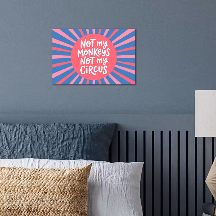 Spreuk - Grafisch - Abstract - Roze - Blauw poster papier klein -sfeer2