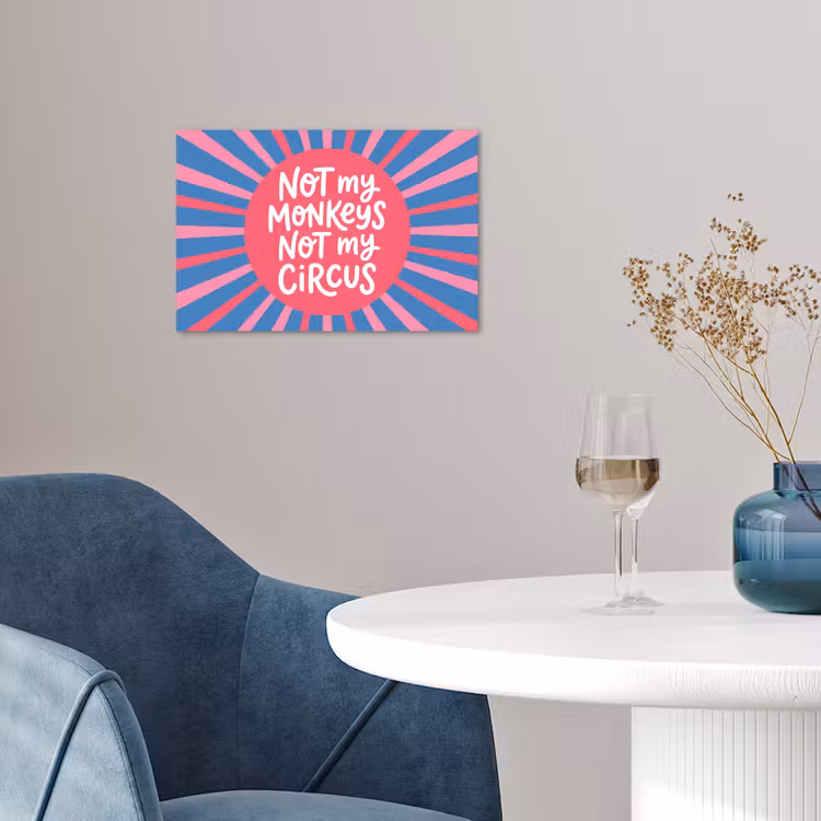 Spreuk - Grafisch - Abstract - Roze - Blauw poster papier klein -sfeer3