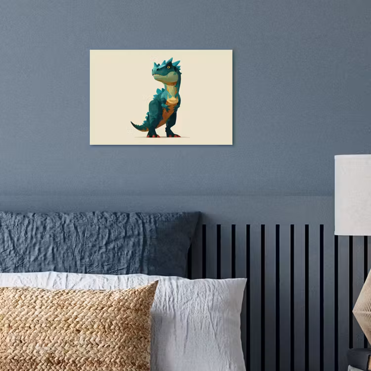 Stekels - Dino - Blauw - Gespierd poster papier klein -sfeer2