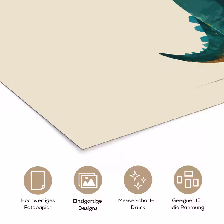 Stekels - Dino - Blauw - Gespierd poster papier klein -tcloseup_DE