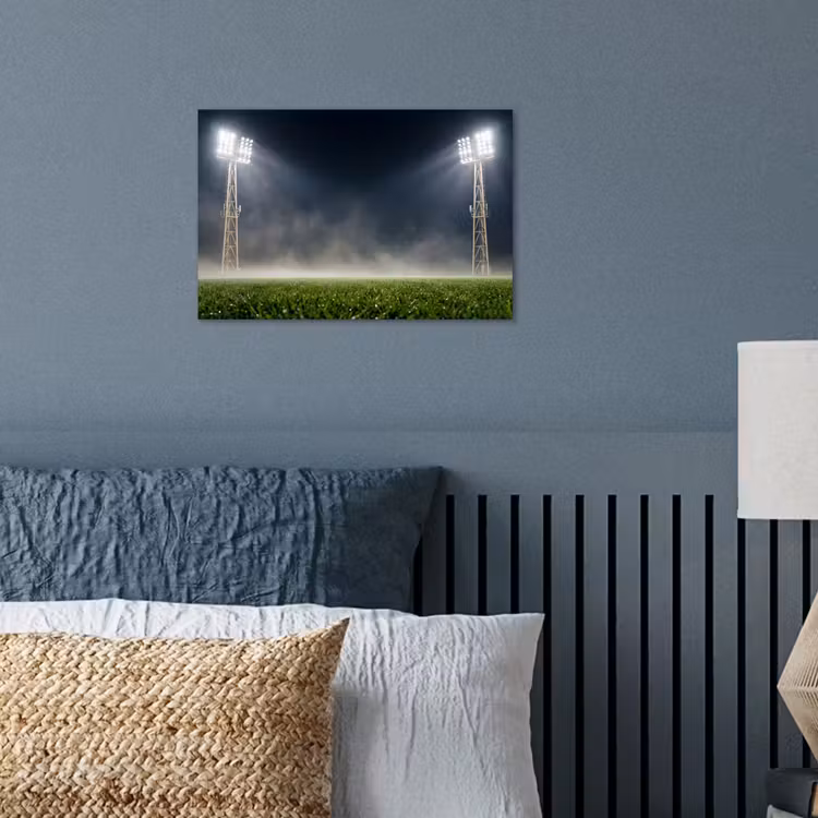 Stadion - Lichtmast - Sport - Nacht poster papier klein -sfeer2