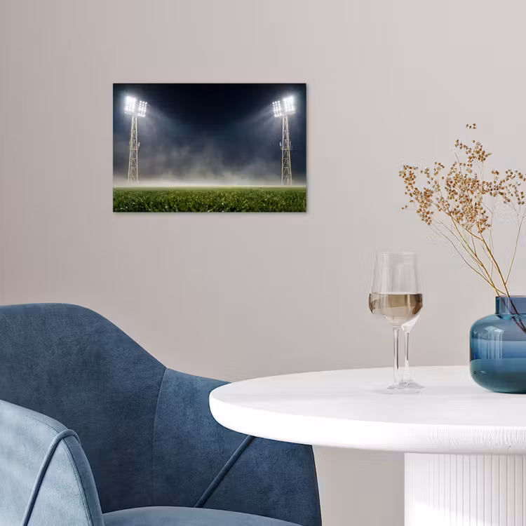 Stadion - Lichtmast - Sport - Nacht poster papier klein -sfeer3