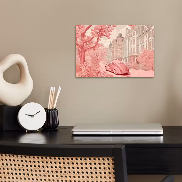City - Car - Pink poster papier klein -sfeer1