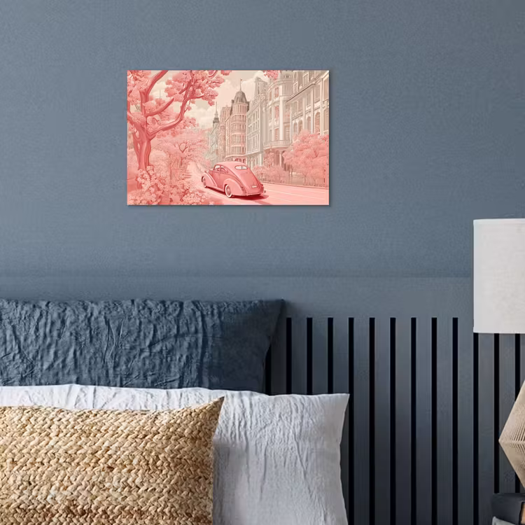 City - Car - Pink poster papier klein -sfeer2