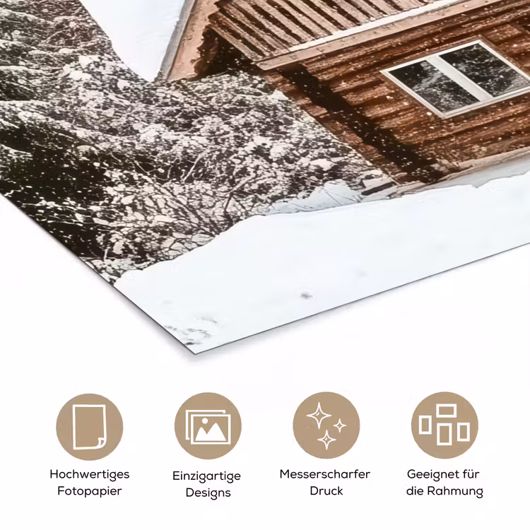 Huis - Bos - Winter - Natuur - Sneeuw poster papier klein -tcloseup_DE