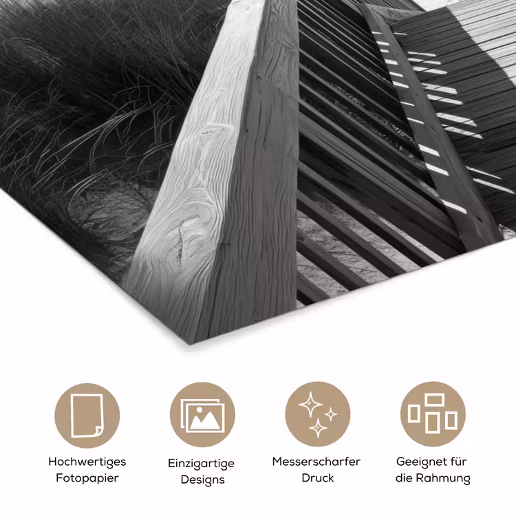 Loopbrug - Hout - Strand - Zee poster papier klein -tcloseup_DE