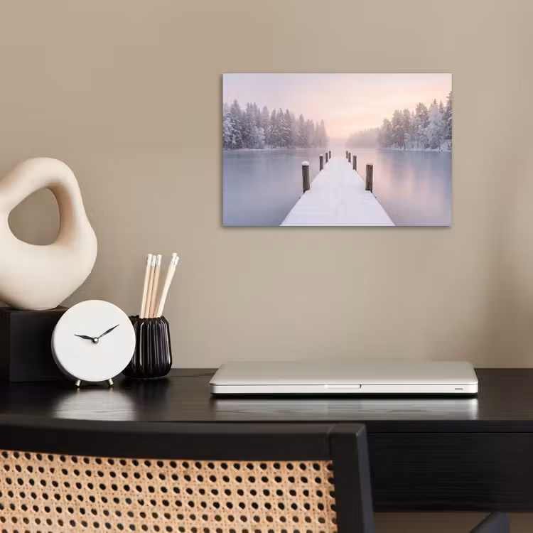 Steiger - Meer - Mist - Winter - Serene poster papier klein -sfeer1