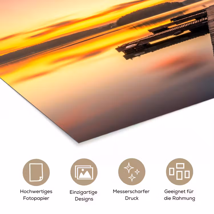 Steiger - Zonsondergang - Water - Zee - Reflectie poster papier klein -tcloseup_DE