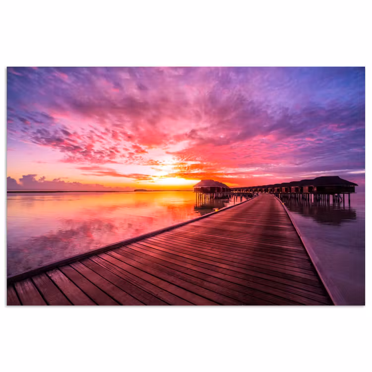 Steiger - Water - Zon - Roze - Horizon poster papier klein -3d