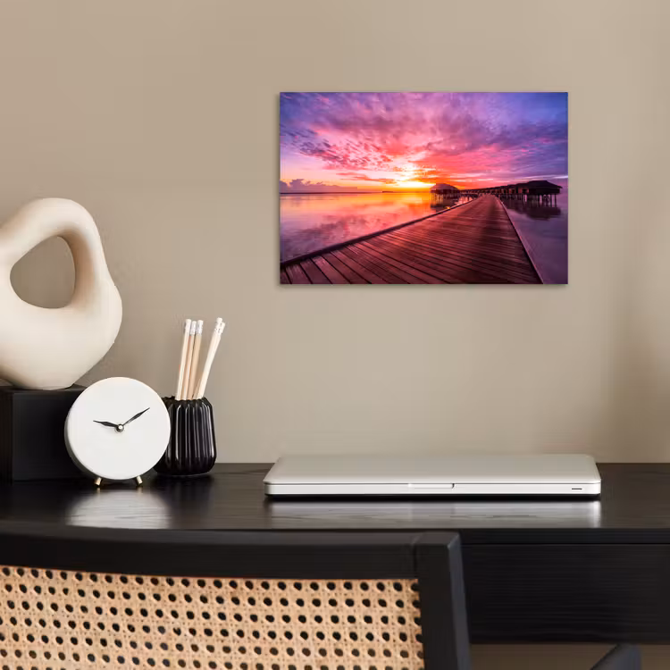 Steiger - Water - Zon - Roze - Horizon poster papier klein -sfeer1