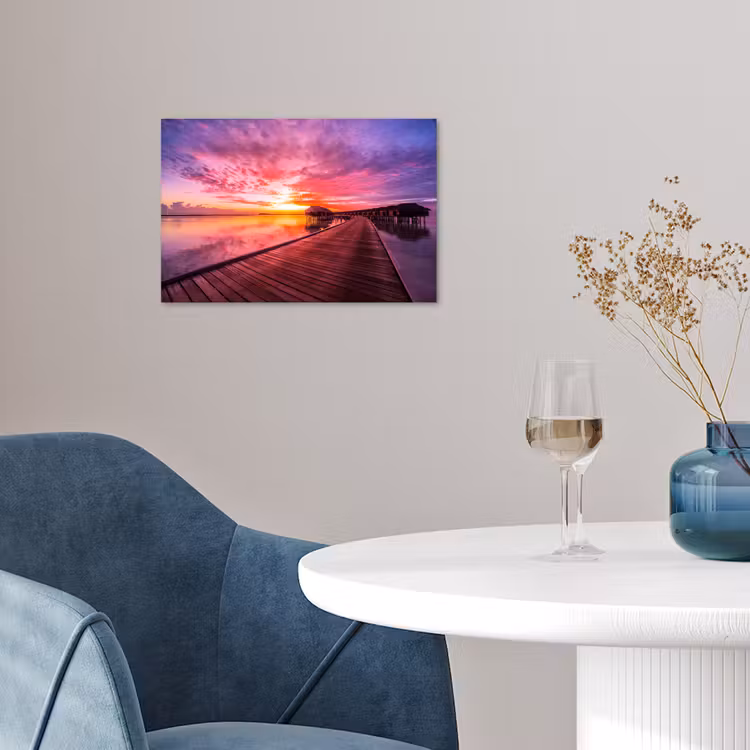 Steiger - Water - Zon - Roze - Horizon poster papier klein -sfeer3