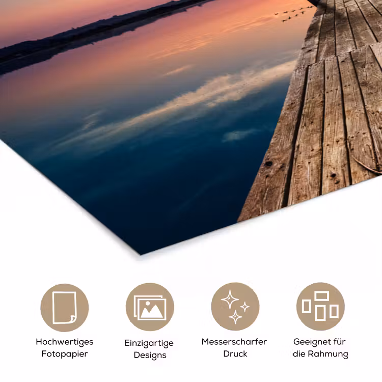 Steiger - Water - Zonsondergang - Roze - Horizon poster papier klein -tcloseup_DE
