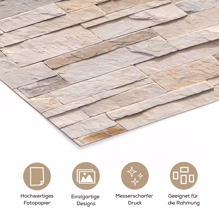 Steen - Muur - Textuur - Rustiek - Beige poster papier klein -tcloseup_DE