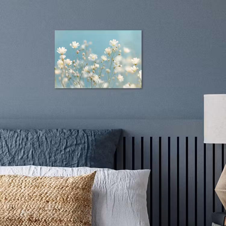Stengels - Bloemen - Lucht - Wit poster papier klein -sfeer2