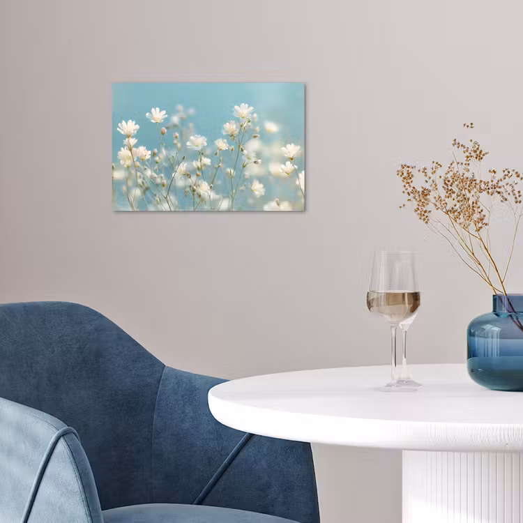 Stengels - Bloemen - Lucht - Wit poster papier klein -sfeer3