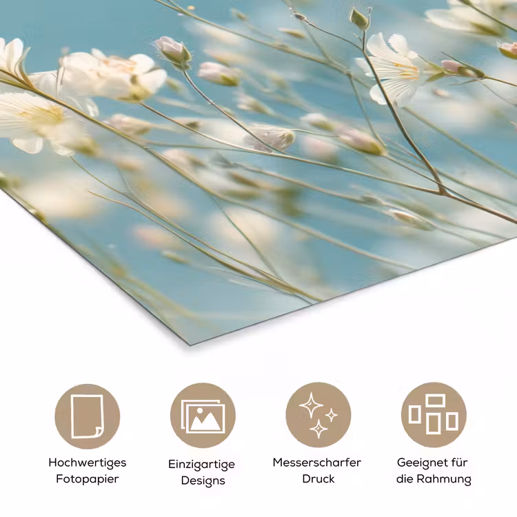 Stengels - Bloemen - Lucht - Wit poster papier klein -tcloseup_DE