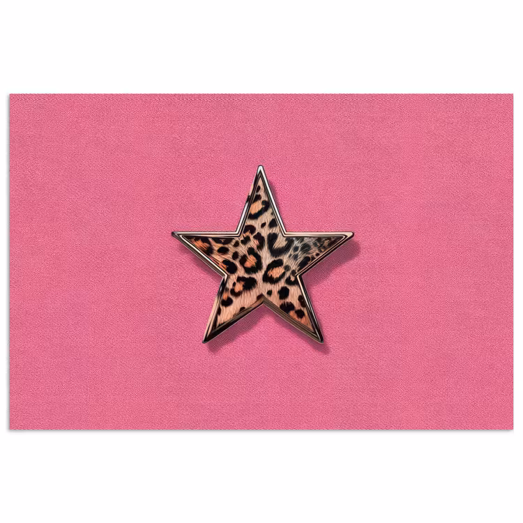 Ster - Luipaard - Print - Roze poster papier klein -3d
