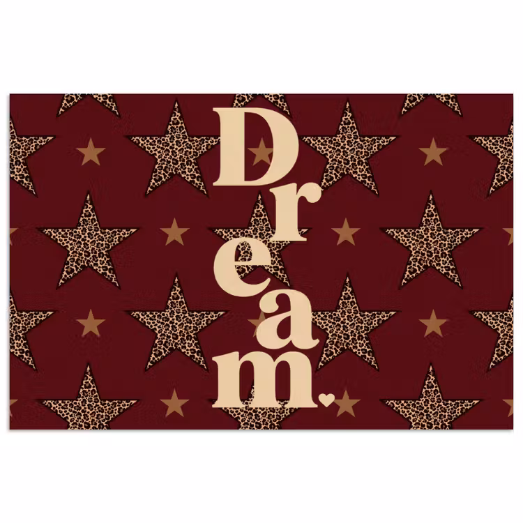 Sterren - Luipaardprint - Dream - Bordeaux poster papier klein -3d