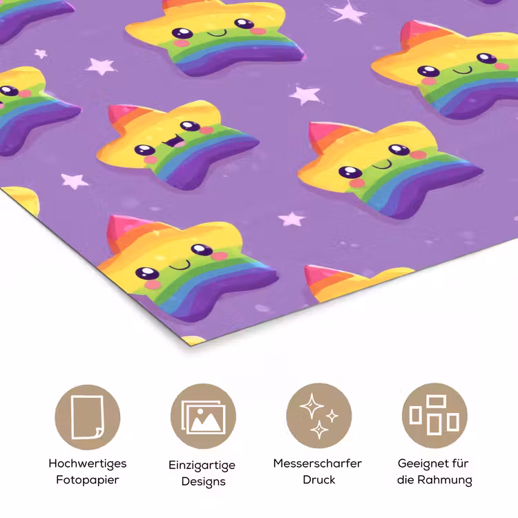 Sterren - Regenboog - Paars poster papier klein 62 -tcloseup_DE